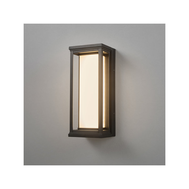 12W LED Integrated Matte Black Outdoor Wall Sconce with Frosted Glass
