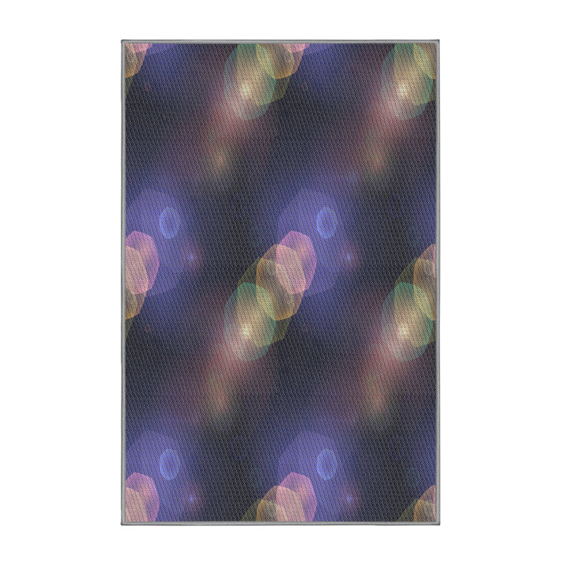 Tapis bleu/vert à motifs, Rectangle 4 pi x 6 pi