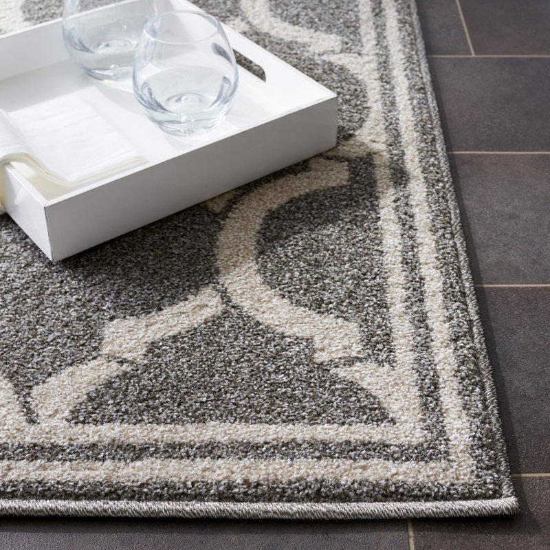 Tapis géométrique gris foncé / beige Ammundsen, Rectangle 8 pi x 10 pi