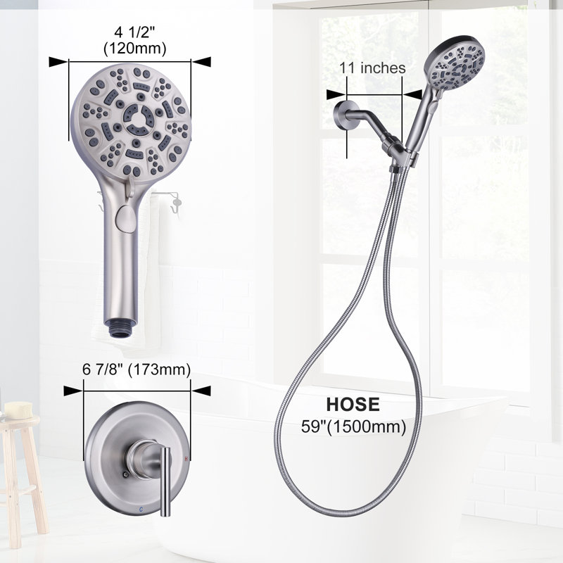 Single-Handle 7 -Spray Wall Mount Shower Faucet, Brushed Nickel