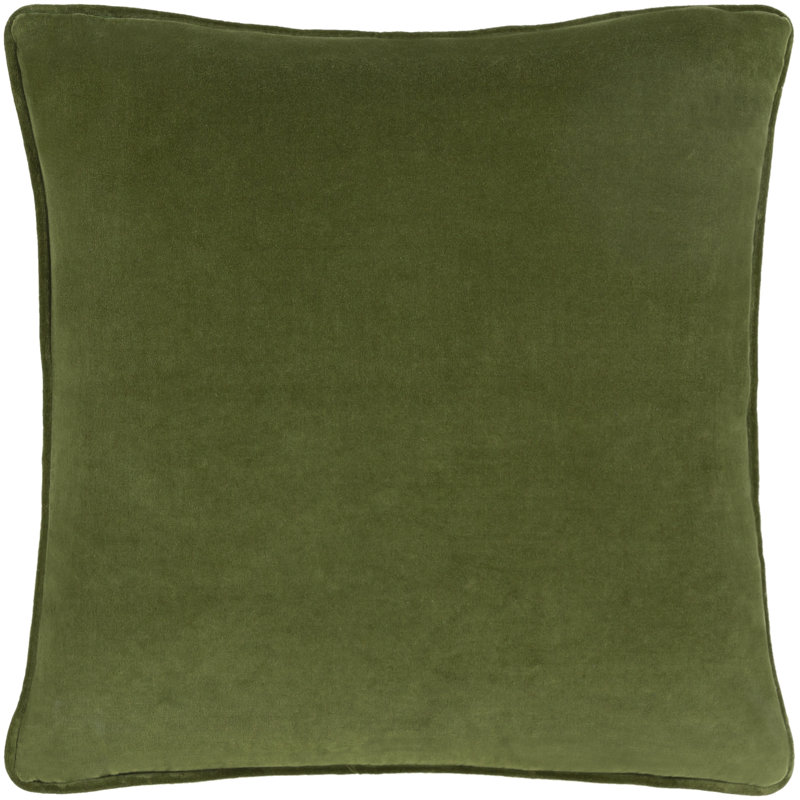Baylie Cotton Velvet Throw Pillow, Green, Down