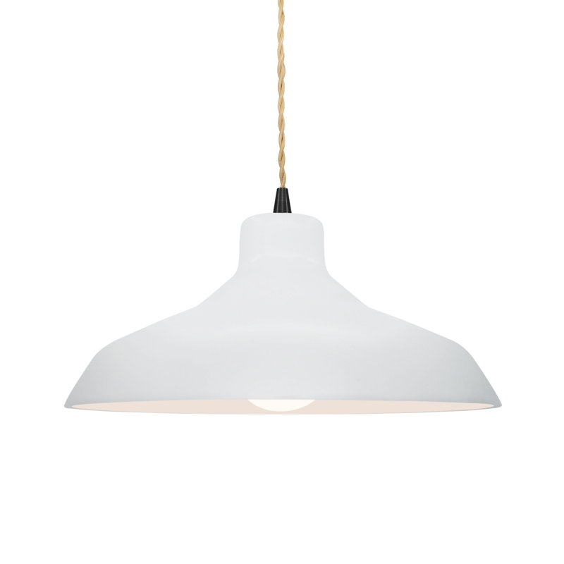 Fallon - Light Dome Pendant, 6.25" H x 13.5" W x 13.5" D, Matte Black, Gloss White/Gloss White