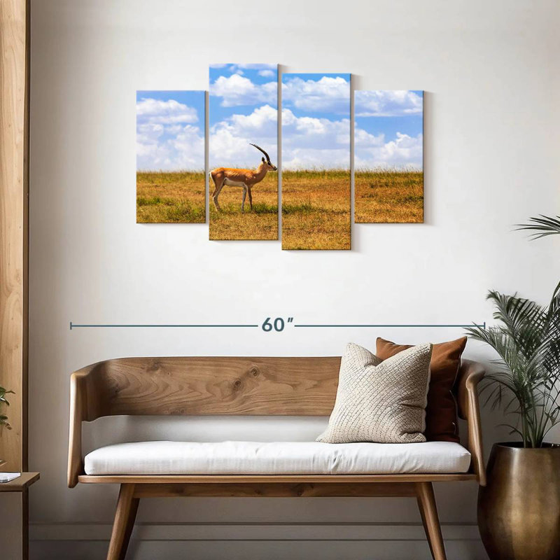 Gazelle dans la savane, H 27 po x l 43 po