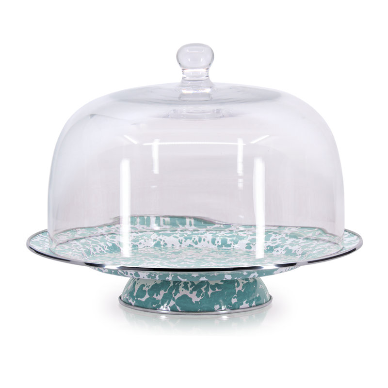 Solid Enamelware Cake Stand, Solid White Textured
