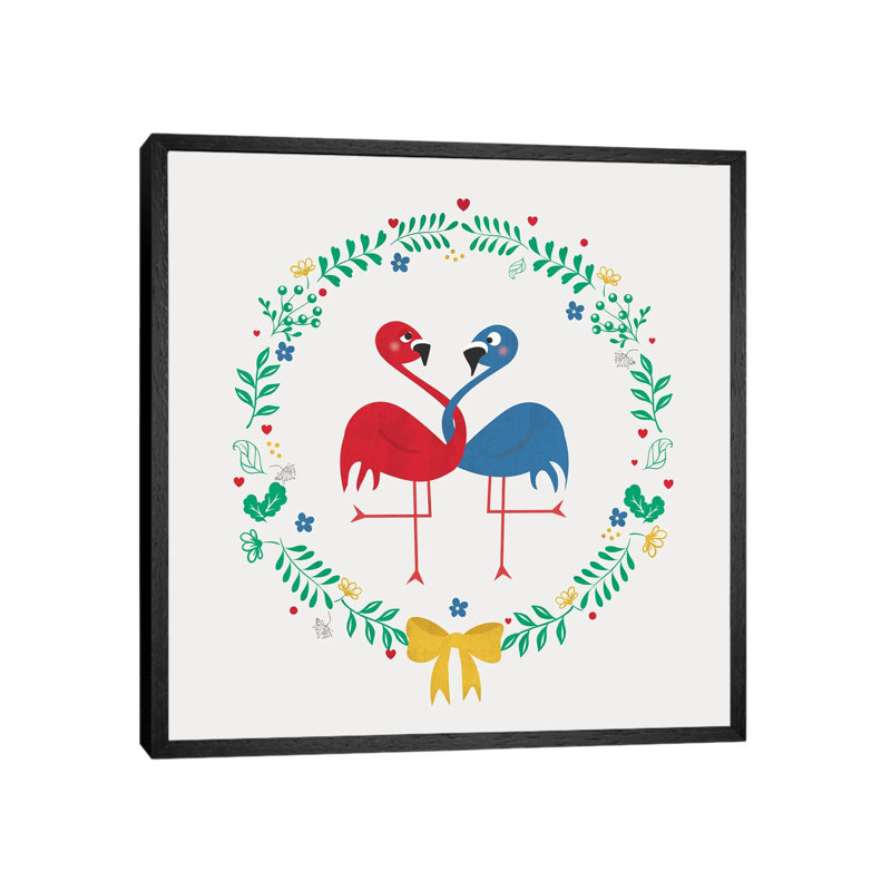 Flamingos In Love by Show Me Mars - Gallery-Wrapped Canvas Giclée on Canvas, 66.04 cm H x 66.04 cm W, Black Framed