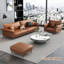 Canapé modulaire brun en cuir véritable-108590005-108590007