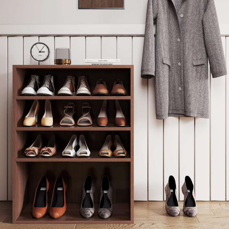Latitude RunÂ® Shoes Rack, 5-Tier Free Standing Wood Closet Organizer Unit, Walnut