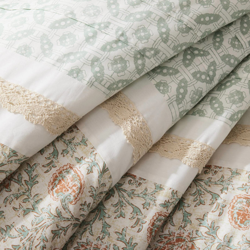 Coral King Bedroom Comforter - 9 Piece Detail Cotton Bedding
