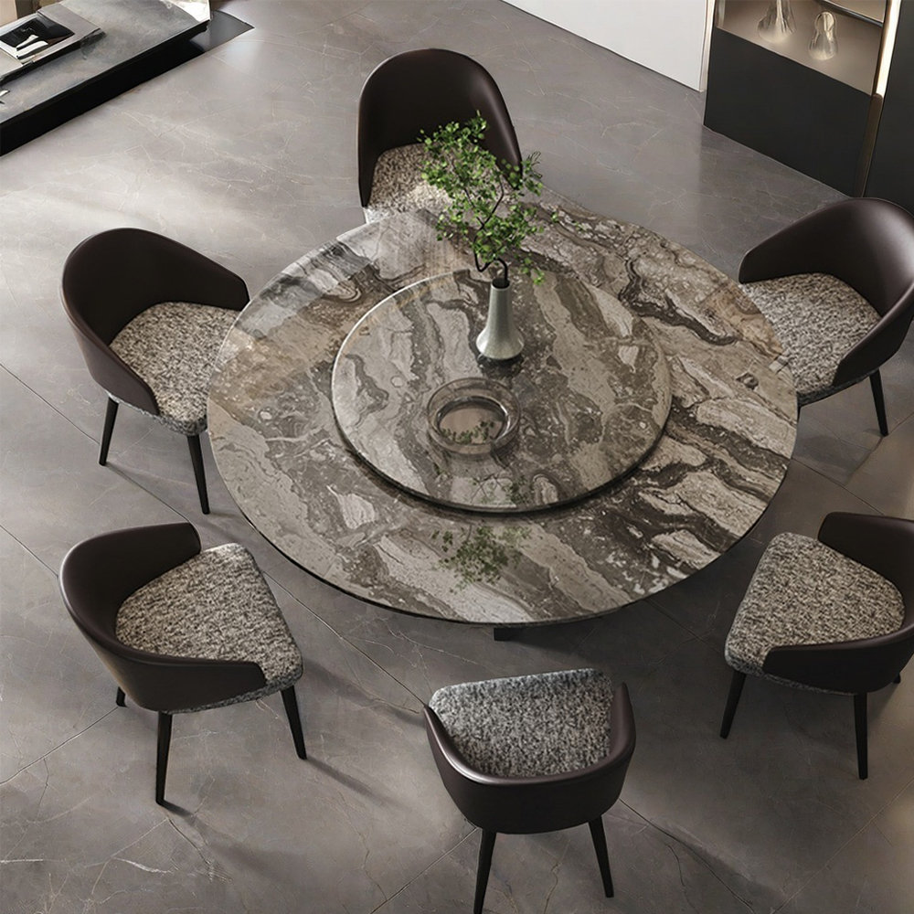 ALLNICEDT Modern simple luxury marble round dining table set | Wayfair