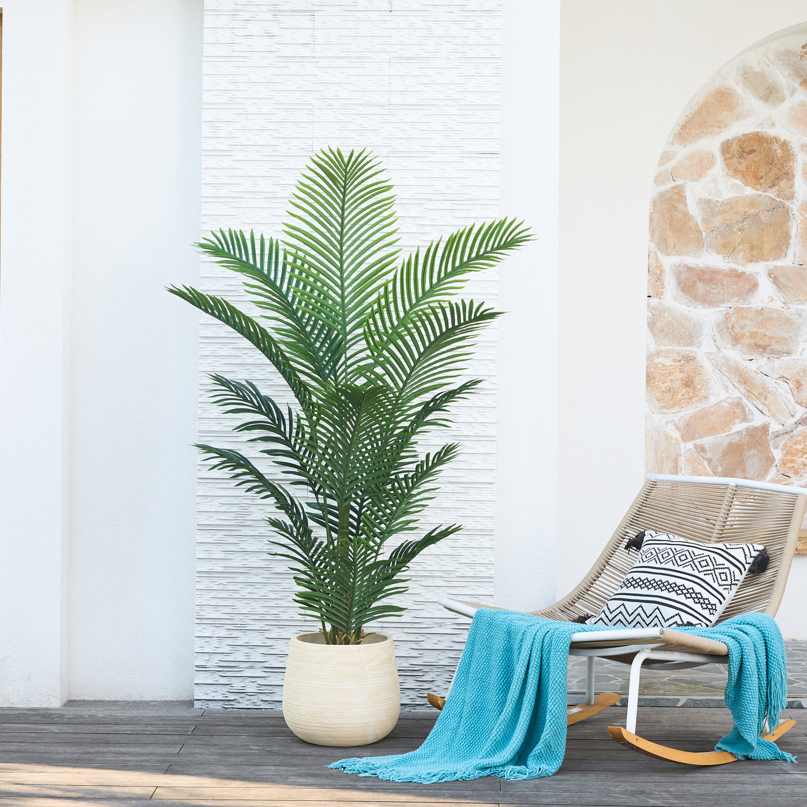 Adcock Palm Tree in Pot, 60" H x 22" W x 22" D, 1