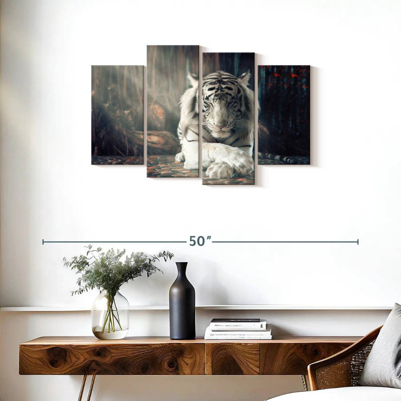 Humeur de tigre blanc, H 22 po x l 36 po