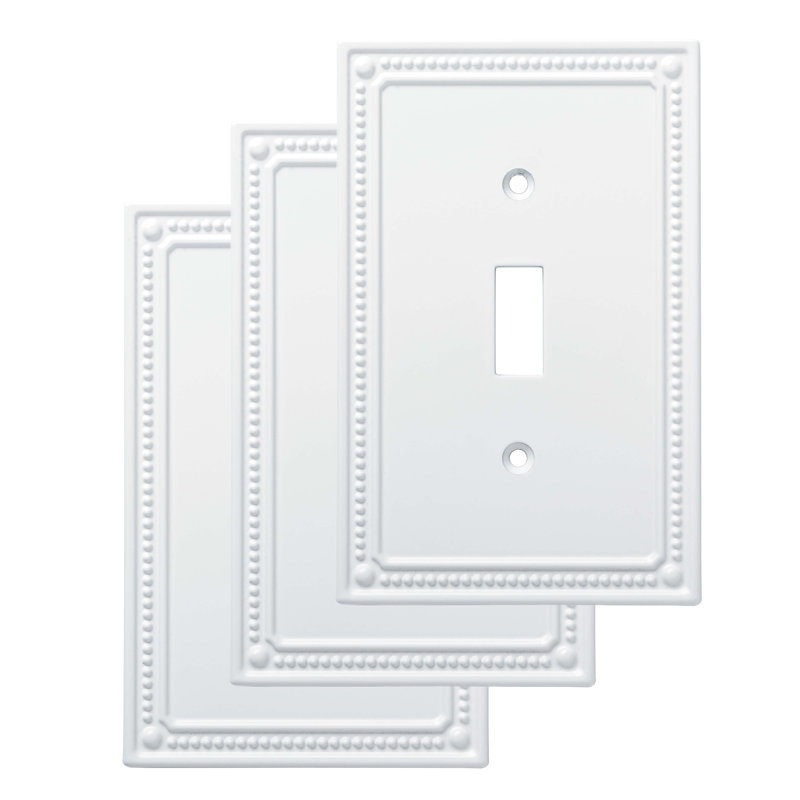 Classic Beaded 1-Gang Toggle Light Switch Wall Plate, Pure White