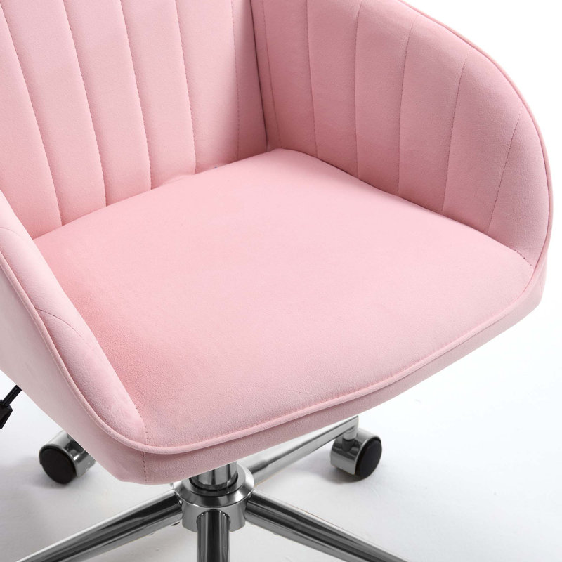 Chaise de bureau ergonomique réglable, Rose pastel, Argent argent