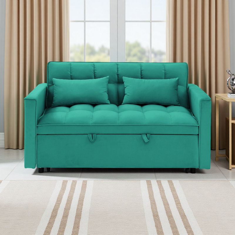 Canapé-lit polyvalent pliable avec dossier réglable et revêtement en velours doux, Dark Green