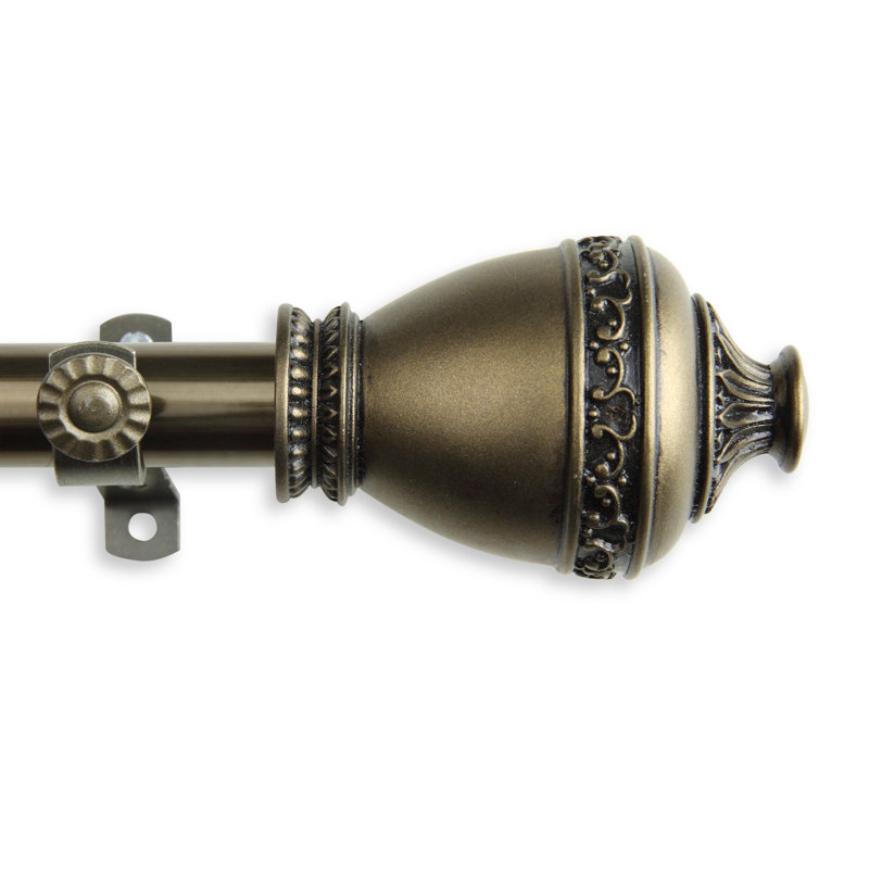 Tringle à rideaux simple baie vitrée réglable de 28 po à 48 po Jaquelin, 18 po à 28 po (chaque côté), Laiton antique