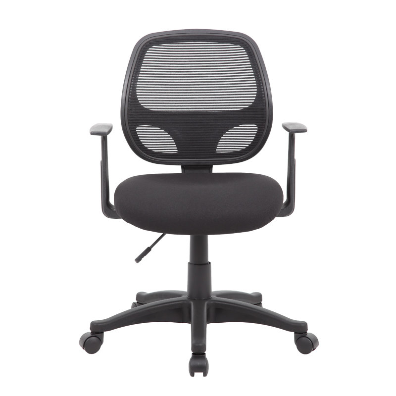 Maya Rolling Office Chair With T-Arms, Black Mesh, Foam Padding