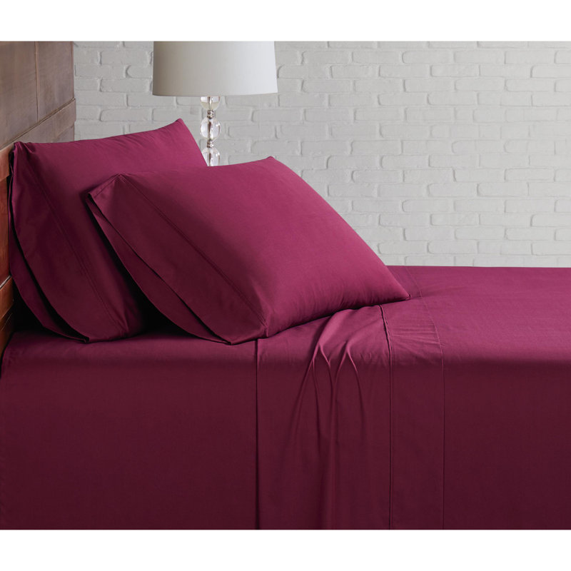 100% Cotton Standard Sheet Set, Queen Sheet Set with 2 Pillowcases, Mustard
