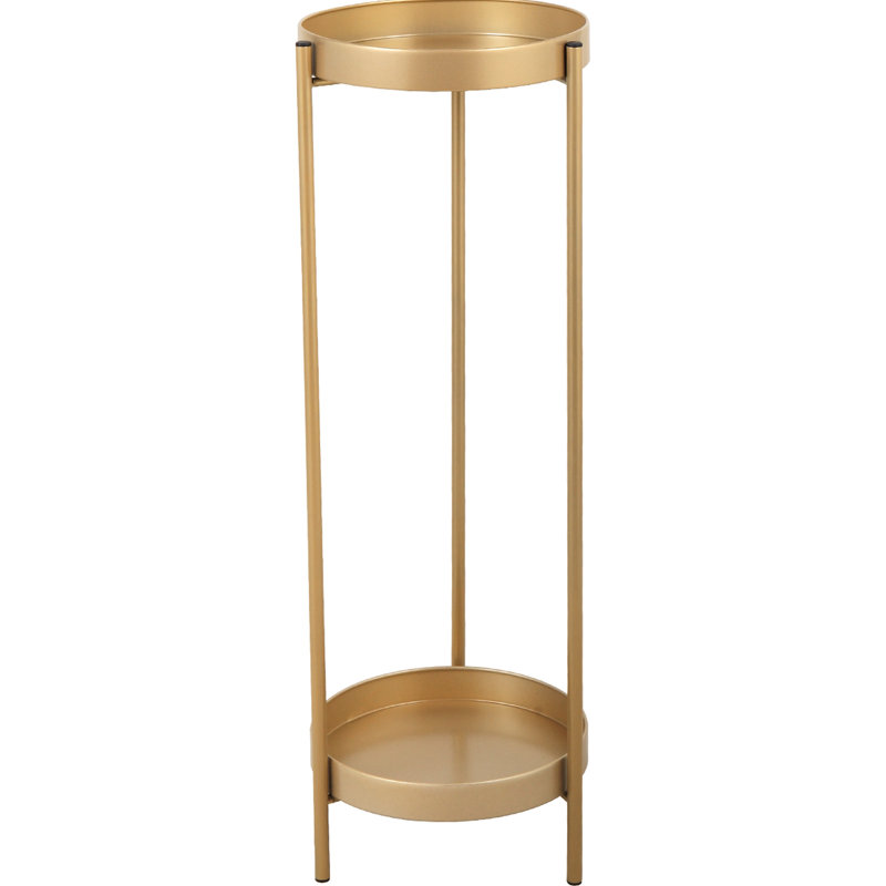 Support pour plante Golden 2 en métal, pliable et pour présentoir intérieur / extérieur en métal doré