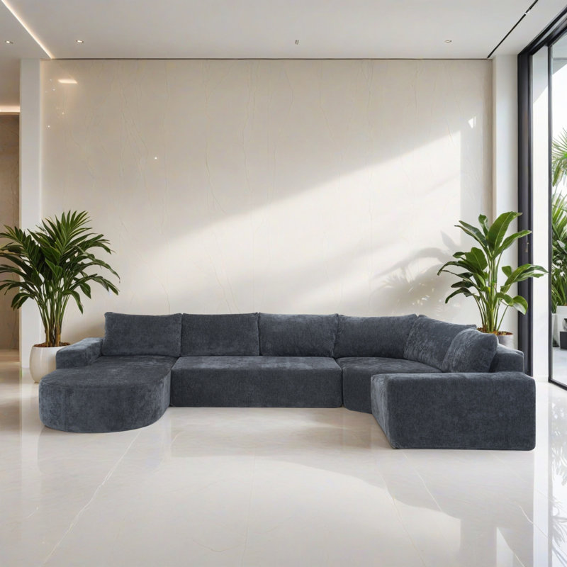 Canapé-lit modulaire 4 pièces pour salon, Gris chenille