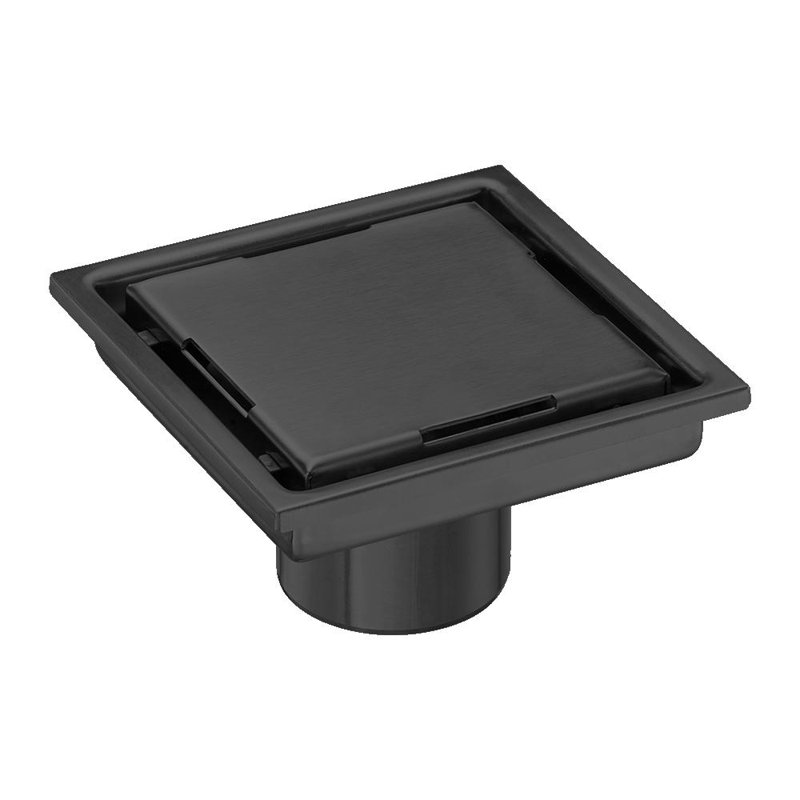 Drain carré noir mat 4 po DryShield, Noir mat