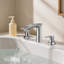 Roman Tub Faucet, 3 Hole Waterfall Bathtub Faucet, Zinc Alloy Bath Tubs Faucets Set with 2 Handles, Deck Mount Bath Tub Faucets Set for Pet Washing, Adult Bathing, Silver, Waterfall Spout Design