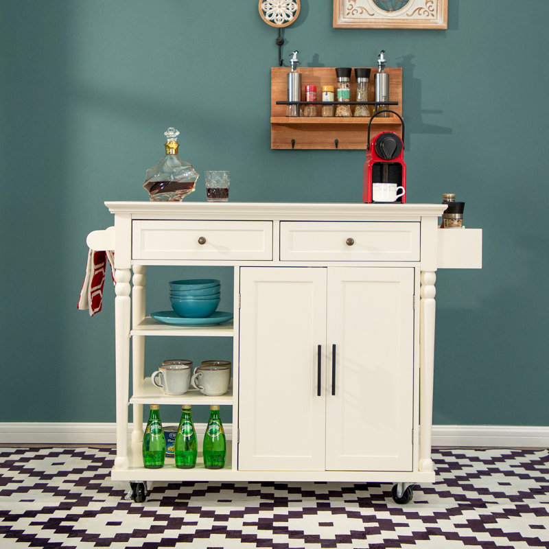Dasjah 39.3 " W Solid Wood Kitchen Island with Large Storage