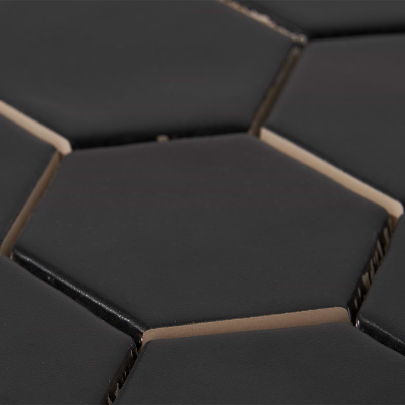 Meadowmere 3" Hexagon Matte Ceramic Tile, Black