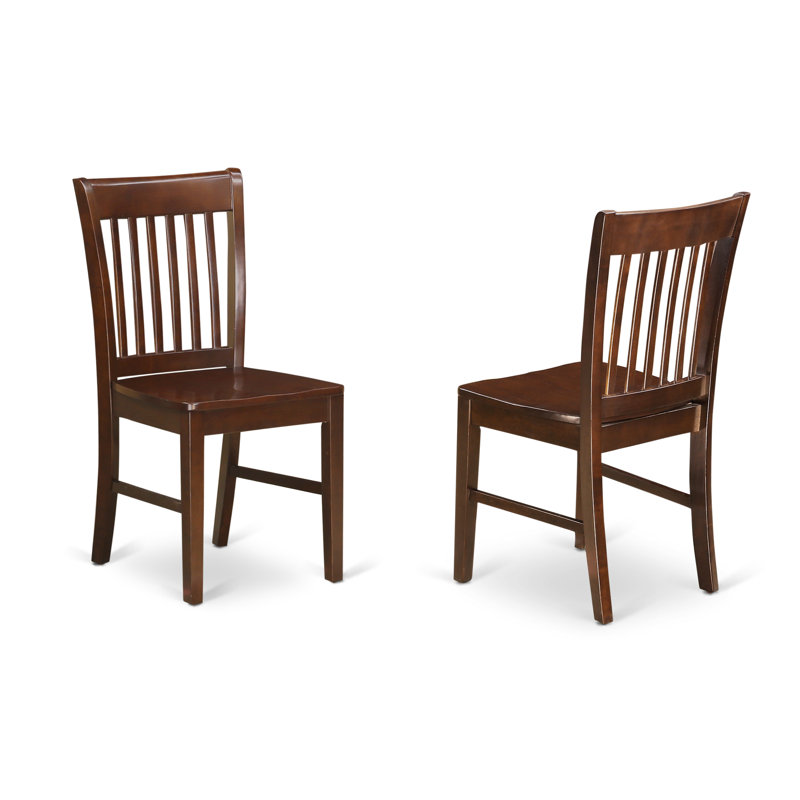 Norfolk Dining Room Chairs - Slat Back Solid Wood Seat Chairs, Set of 2, Mahogany, Mahogany