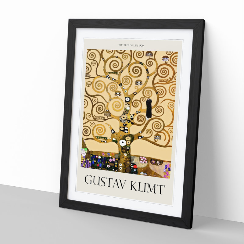 The Tree of Life by Gustav Klimt - Picture Frame Painting, 48cm H x 36cm W x 2cm D, Black Framed
