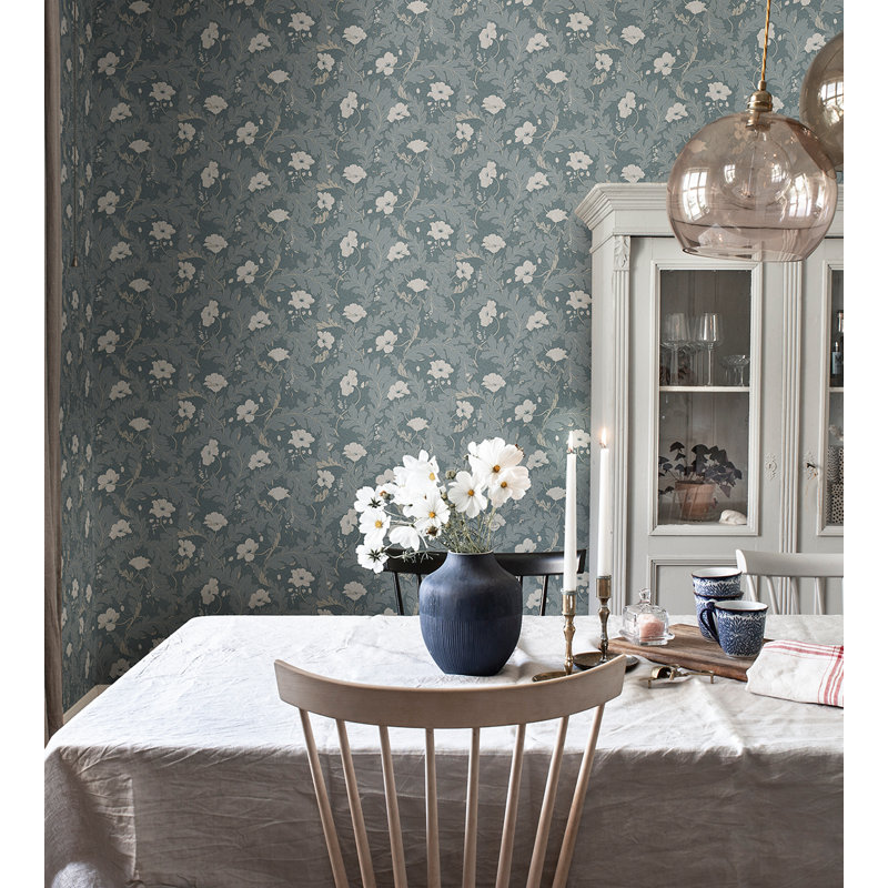 Lofstad Floral Wallpaper Roll, Gray