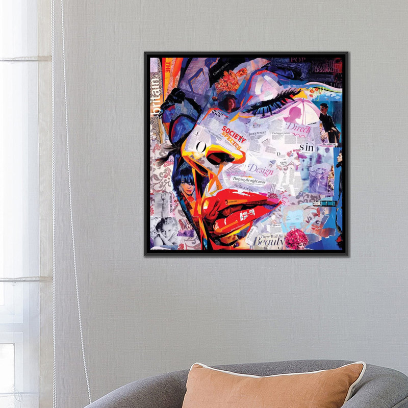 « society », impression sur toile, H 18 po x l 18 po x P 1,5 po, Toile avec cadre noir, Pas de tapis