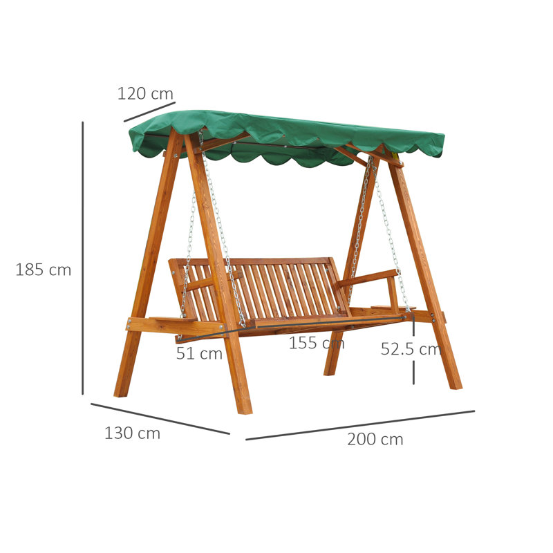 3 Person Pine Porch Swing with Canopy