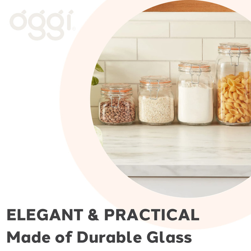 Clear Glass Airtight Canister Set with Clamp Lids, 4-Piece