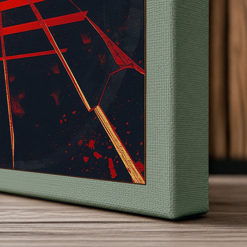 Industrial Sunrise Geometric - Wrapped Canvas, 30x20 - 76.2 x 50.8 cm, Sage Border