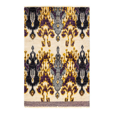 Contemporary One-of-a-Kind 4' x 6'2" Hand Knotted Area Rug