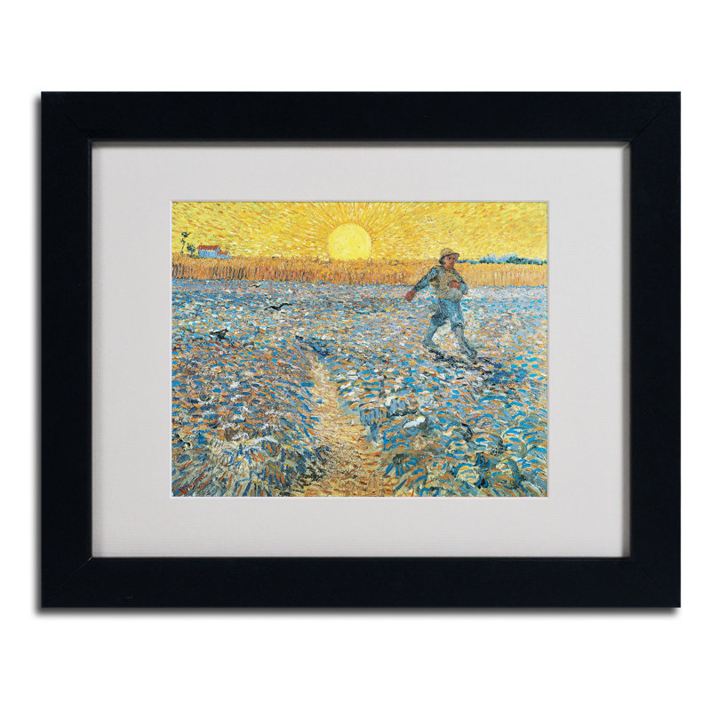 «Sower 1888» par Vincent van Gogh - reproduction d'art sur toile, H 11 po x l 14 po x P 0,5 po, Noir