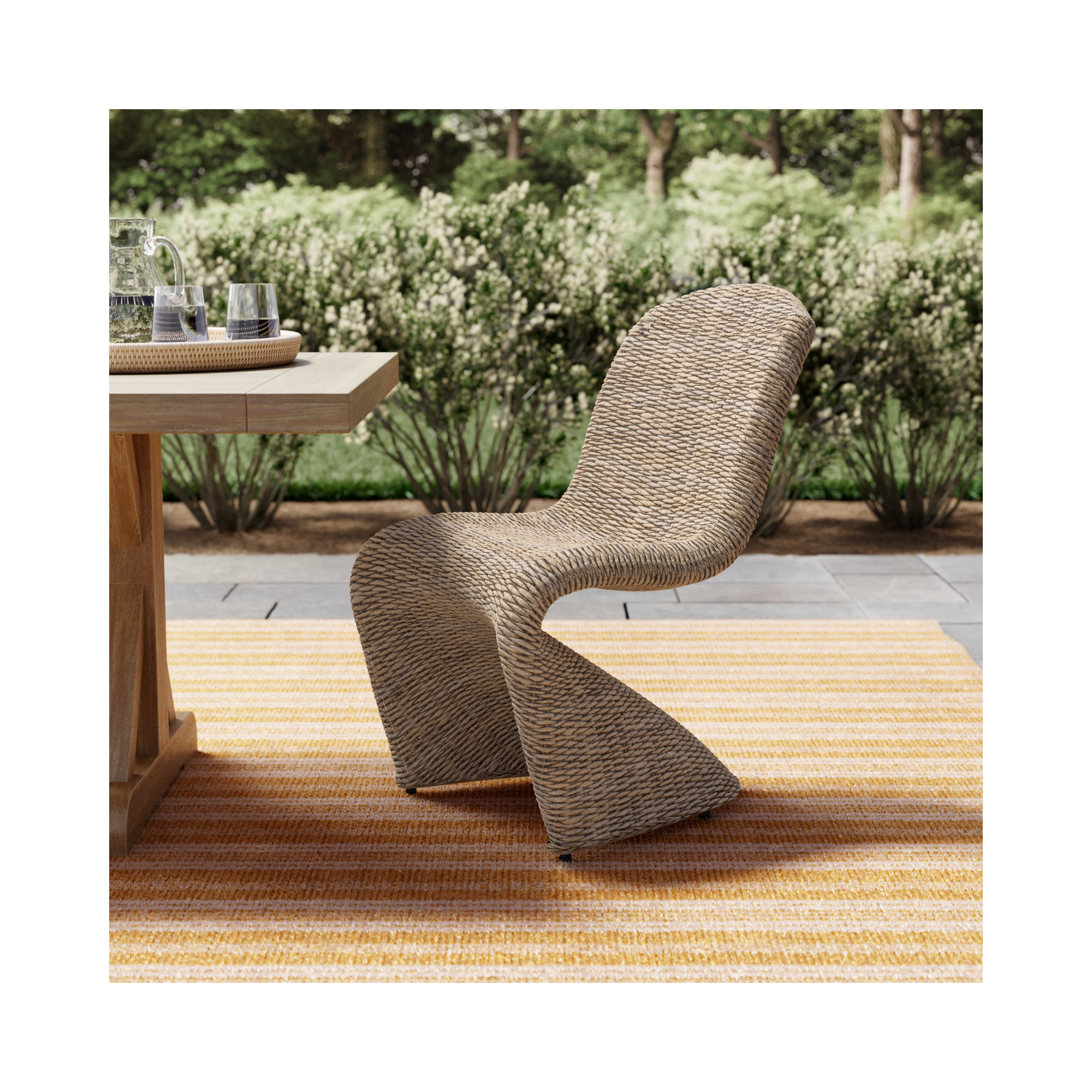 Daughtery Wicker Dining Side Chair, Gray