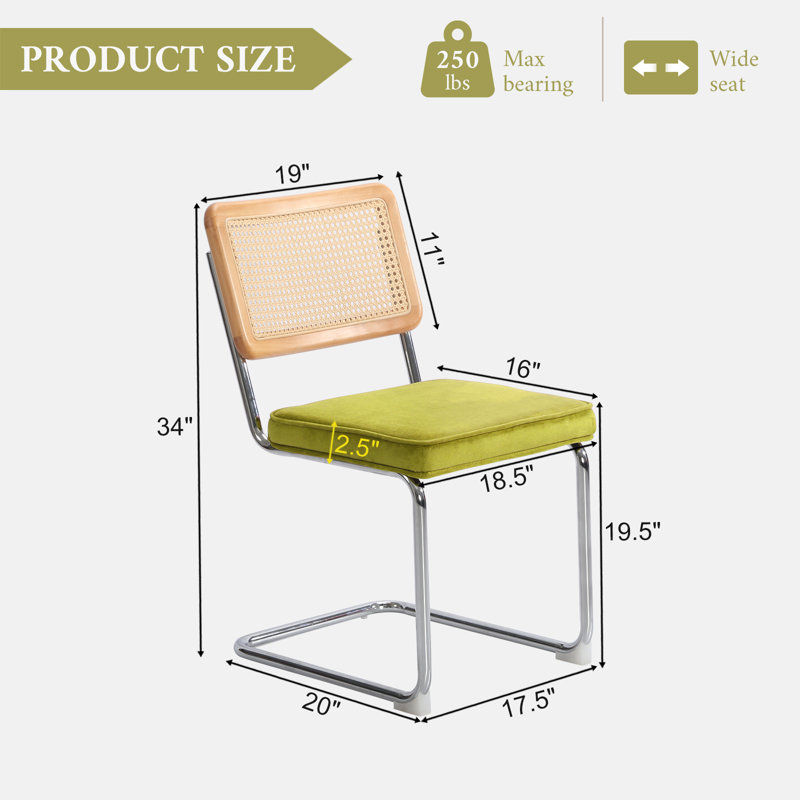 Ensemble de chaises de salle à manger 2 pièces Mid-Century Modern, Vert