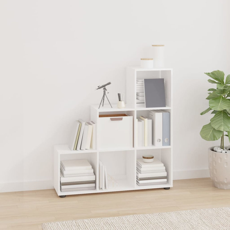 Tambellini Cube Bookcase, High Gloss White, 104 x 29 x 107 cm