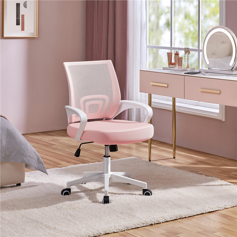  Mesh Desk Chair, Pink/White