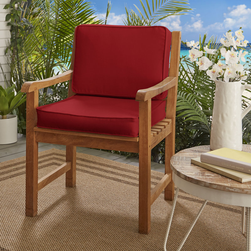 Diascia Sunbrella Indoor/Outdoor Chair Cushion, Canvas Jockey Red Sunbrella® Canvas, 22" W x 22" D, 4"