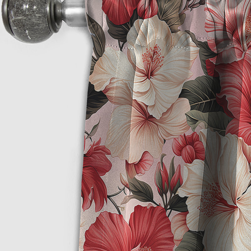Hibiscus Romance motif tropical V - Rideau floral - Rideau occultant floral - 1 panneau, L 52 po x L 90 po