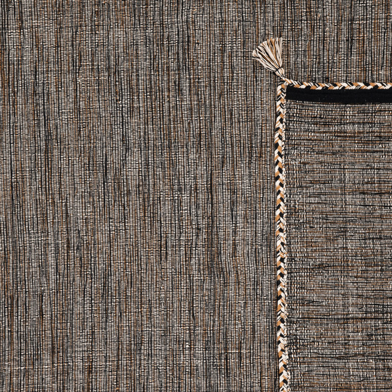 Amaral Handwoven Cotton Beige/Black Area Rug, Rectangle 6' x 9'