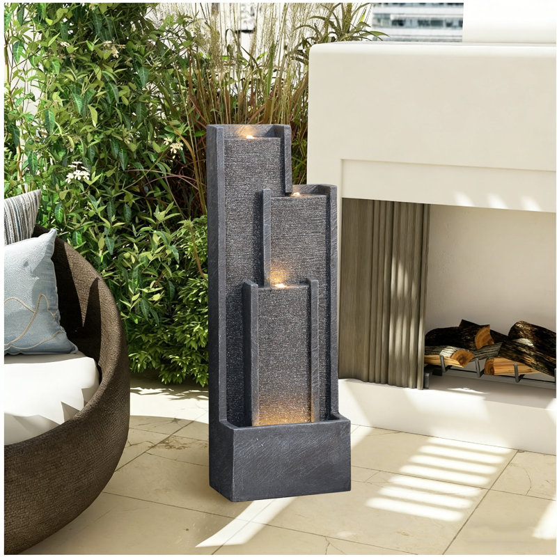 Frezell Weather Resistant Floor Fountain with Light