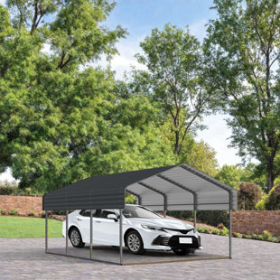 Protection en métal pour abri d'auto toutes saisons pour véhicules, bateaux et entreposage extérieur Cadre en acier renforcé, revêtement antirouille, résistant au vent et à la neige