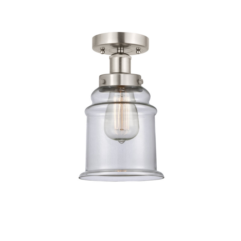 Plafonnier semi-encastré en verre Alvi, Nickel satiné brossé, Transparent