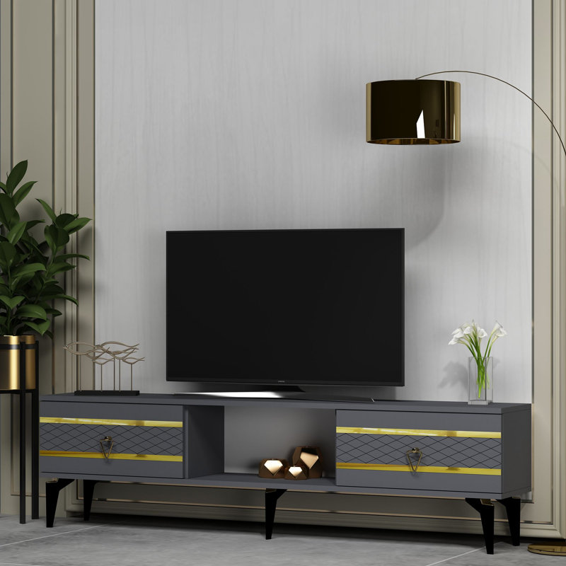 Catena TV Stand, Grey/Gold