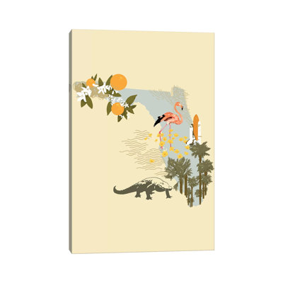 «Illustrated State-Florida» par Jacob Green - reproduction d'art sur toile tendue