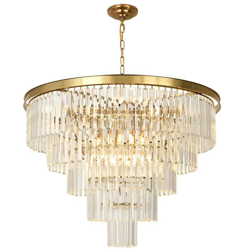 Lustre en cristal Makinlee, H 22,44 po x l 31,5 po x P 31,5 po, 15 lumières, Laiton