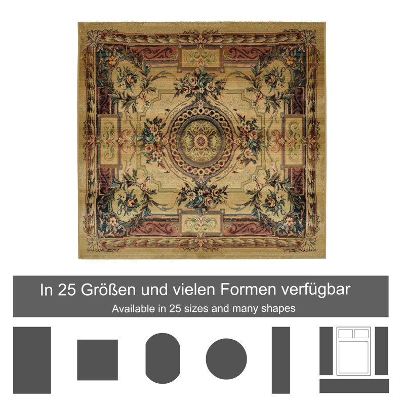 Wayne Machine Woven Beige/Brown Indoor Rug, Square 200cm
